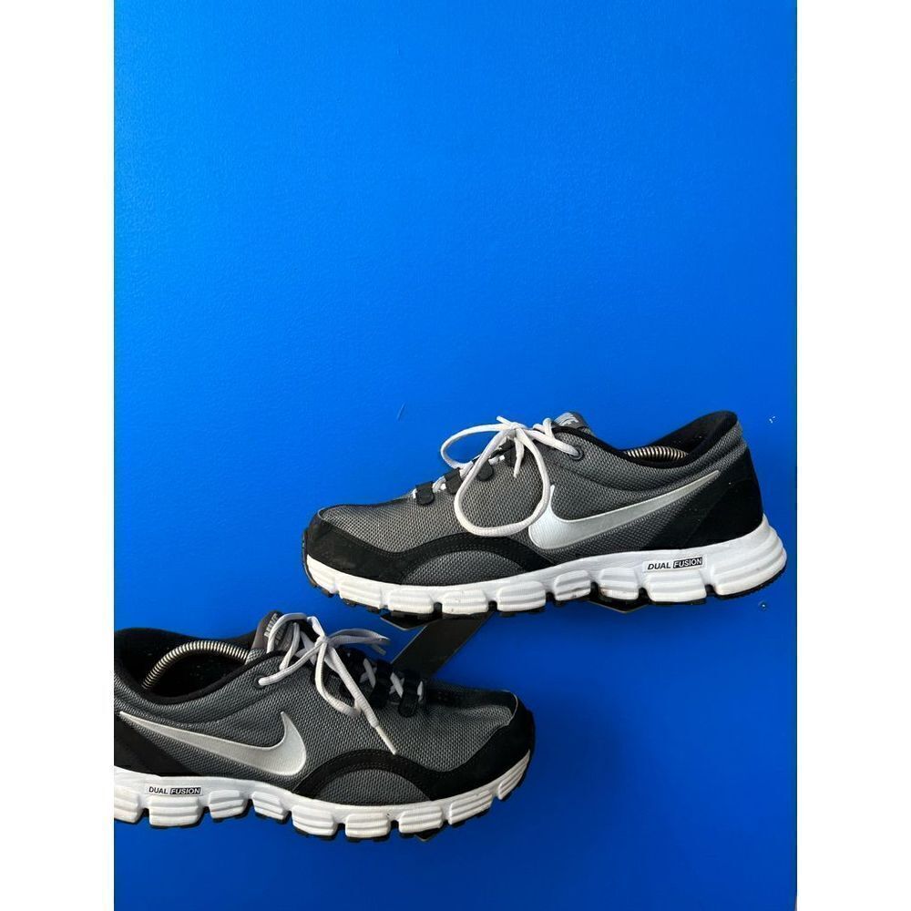 Nike Dual Fusion RN 386499-001 Men's Sz 12 Black Silver Gray Waffle Sole